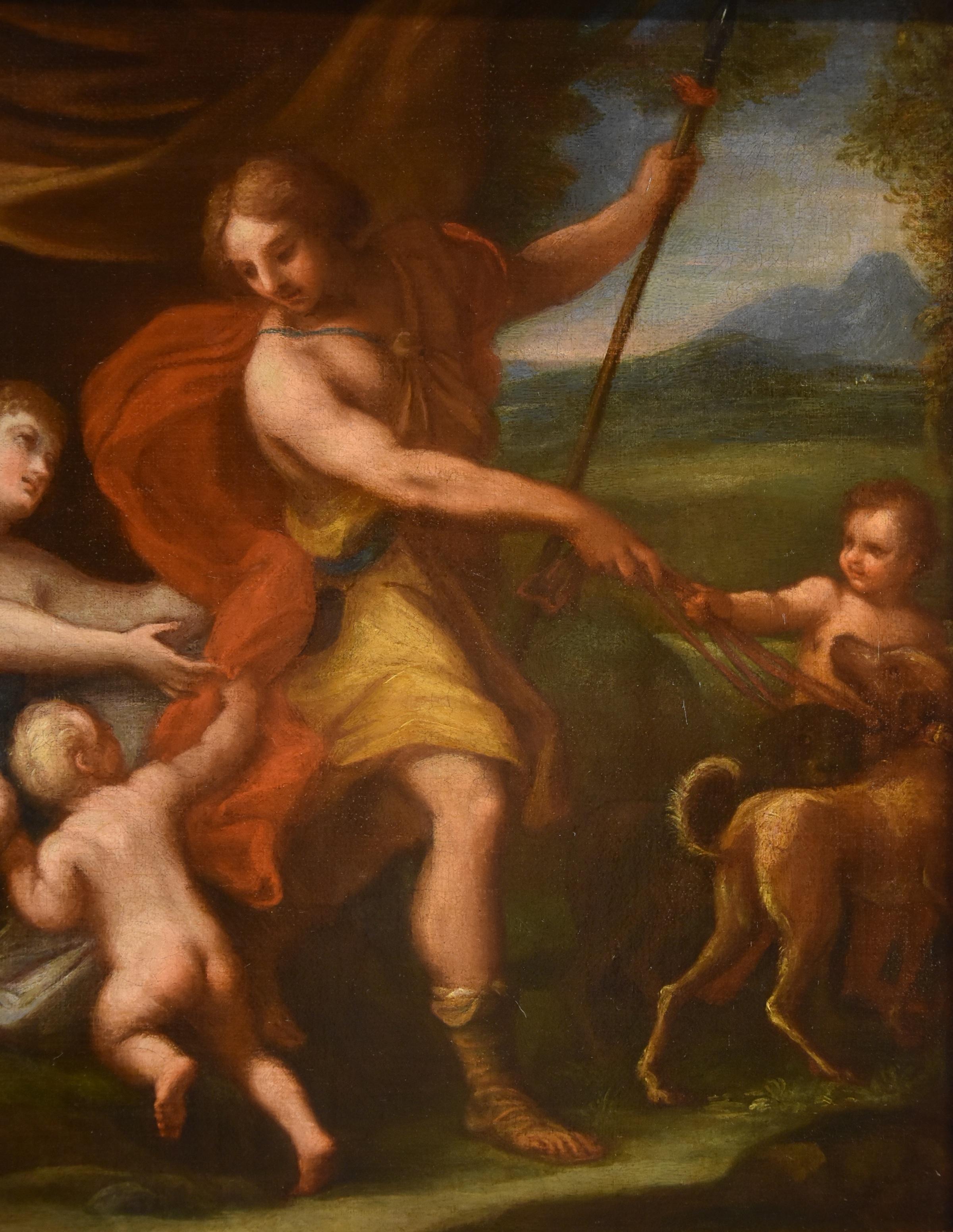 Giuseppe Bartolomeo Chiari (Rome 1654–1727) 

Venus with Adonis and Cupid  

Oil on canvas 41 x 49 cm - with frame 58 x 65 cm  

The delightful subject of the painting on display here is taken from numerous classical sources, including the poem