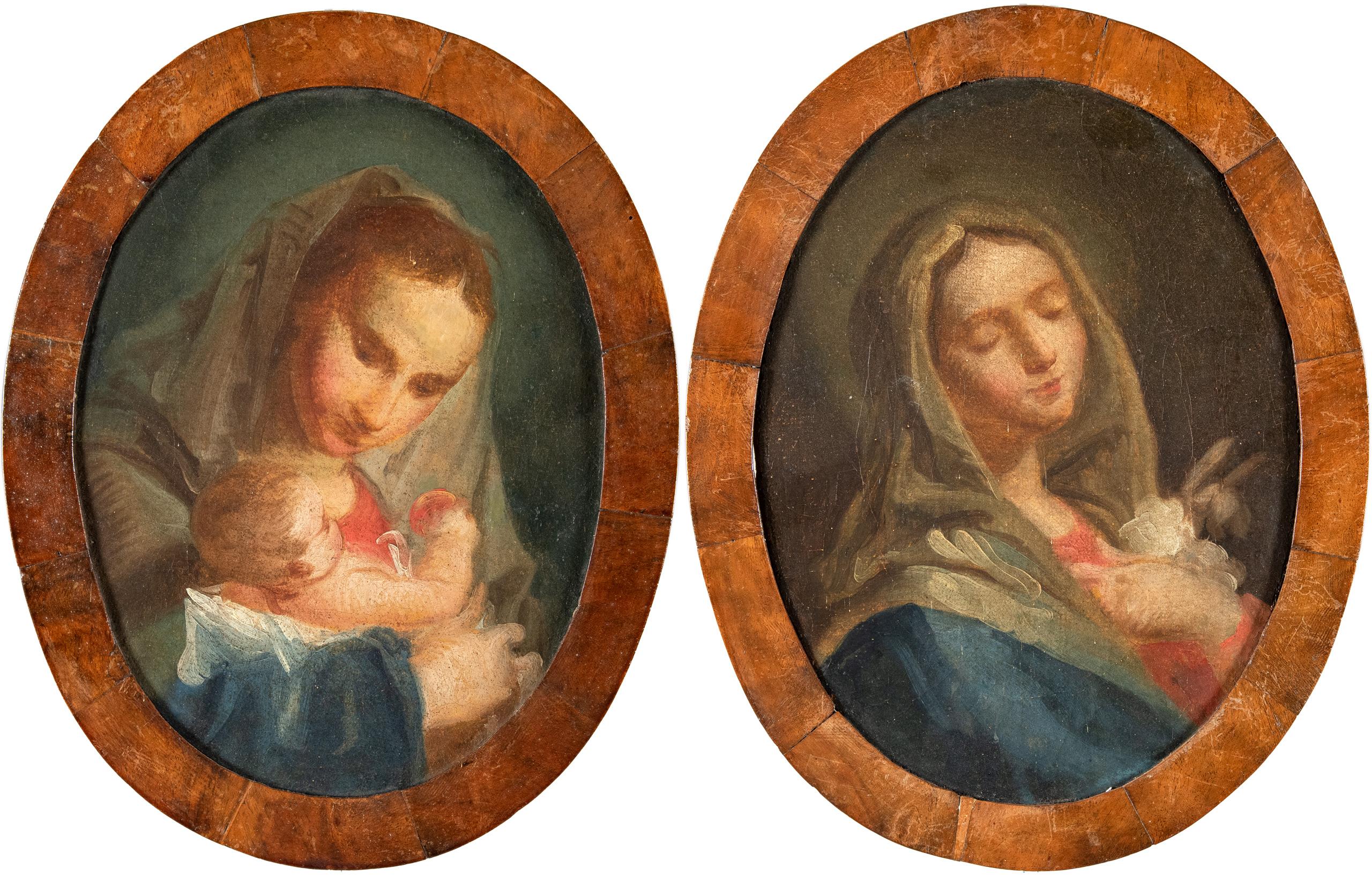 Pair of 18th century Venetian figure paintings - Virgin Child - Oil on canvas 