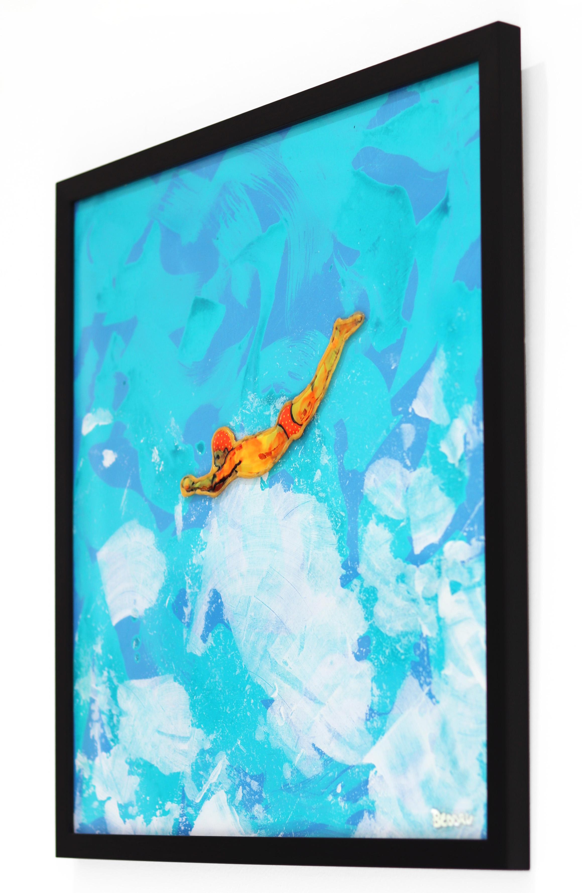 Brave - Ozean inspiriertes Gemälde (Blau), Figurative Painting, von Giuseppe Beddru