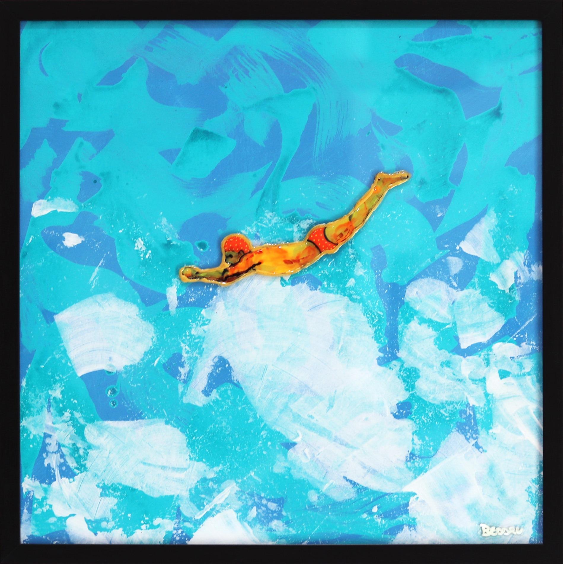 Giuseppe Beddru Figurative Painting - Brave - Ocean Inspired Painting