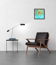 The Holy Diver - Framed Figurative Textural Swimmer Painting