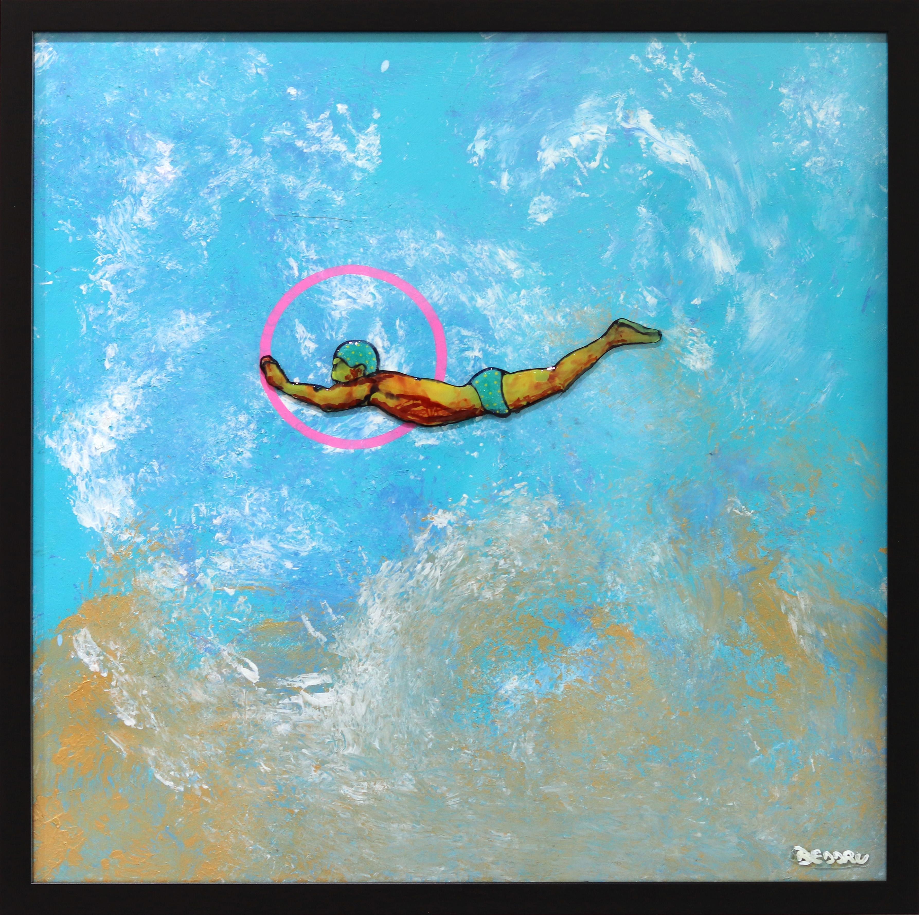 Giuseppe Beddru Figurative Painting - The Young Diver - Ocean Inspired Painting
