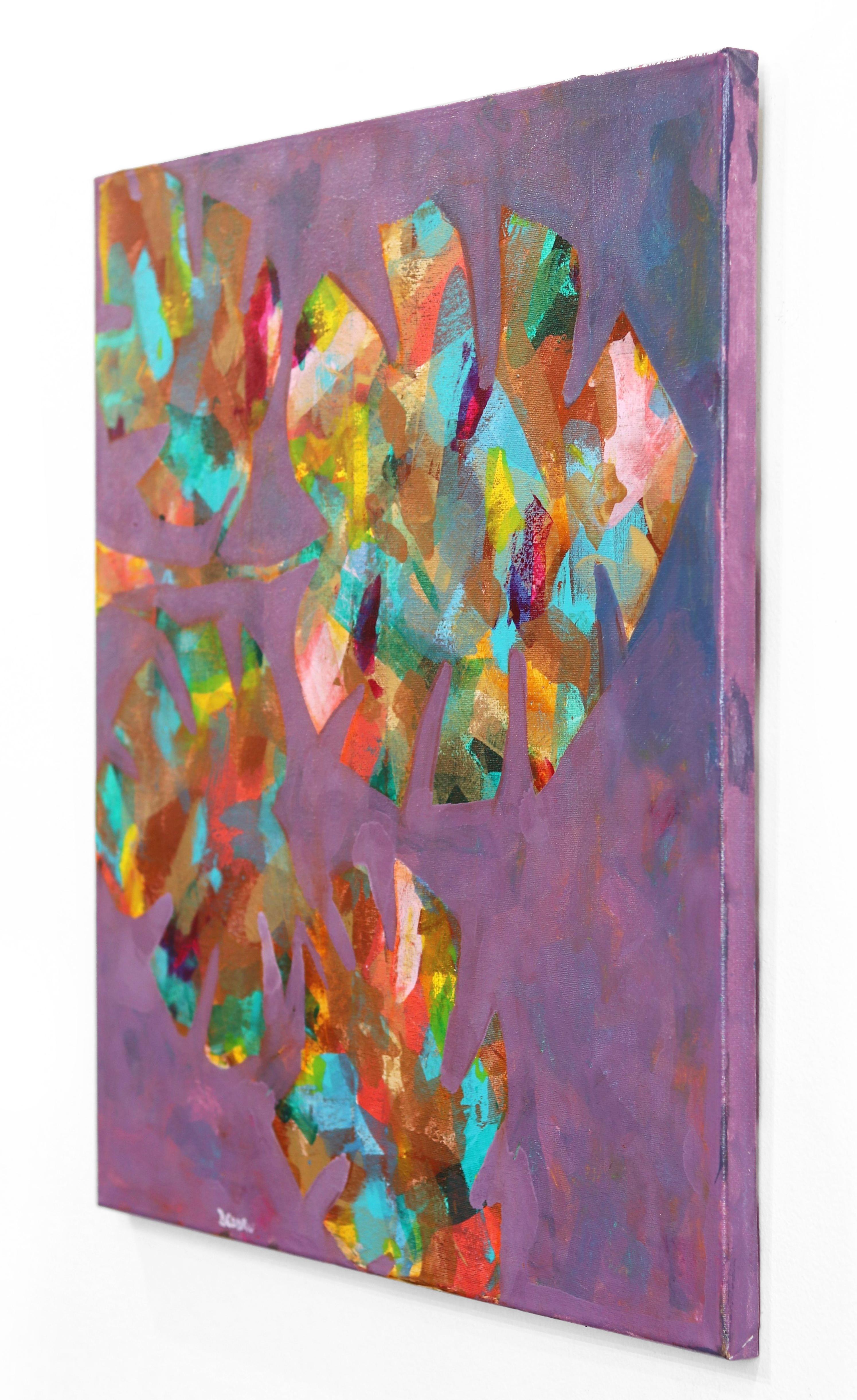 In the realm of vibrant expressions, Italian artist Giuseppe Beddru masterfully brings to life abstracted flora in a spectacular fusion of color and form. The canvas dances with an orchestra of hues, where vivid leaves unfurl their chromatic