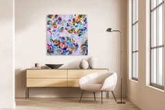 Monstera 6, Vibrant Abstract Expressionist Foliage Original Mixed Media Painting