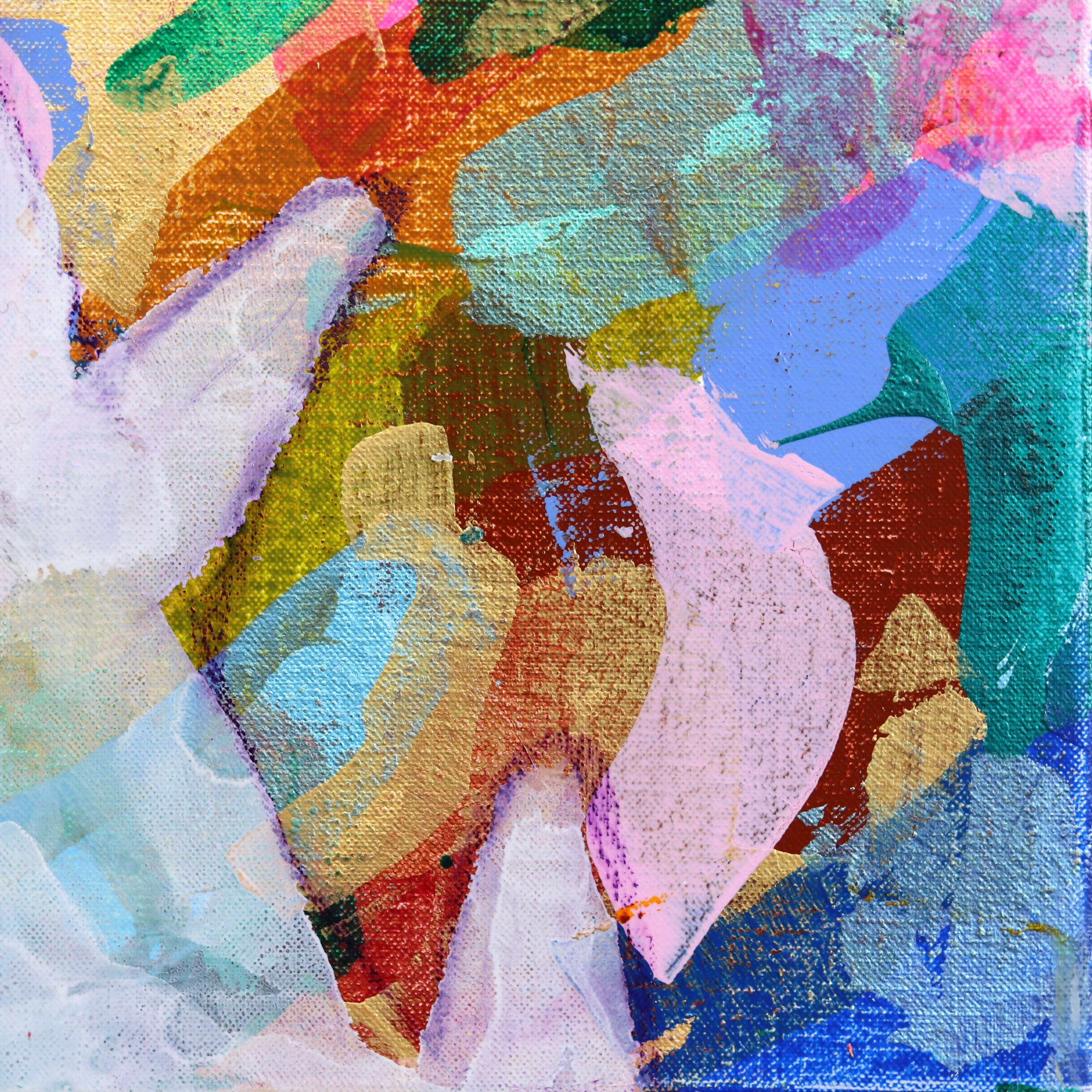 Monstera 6, vibrant feuillage expressionniste abstrait, peinture d'origine en techniques mixtes en vente 4