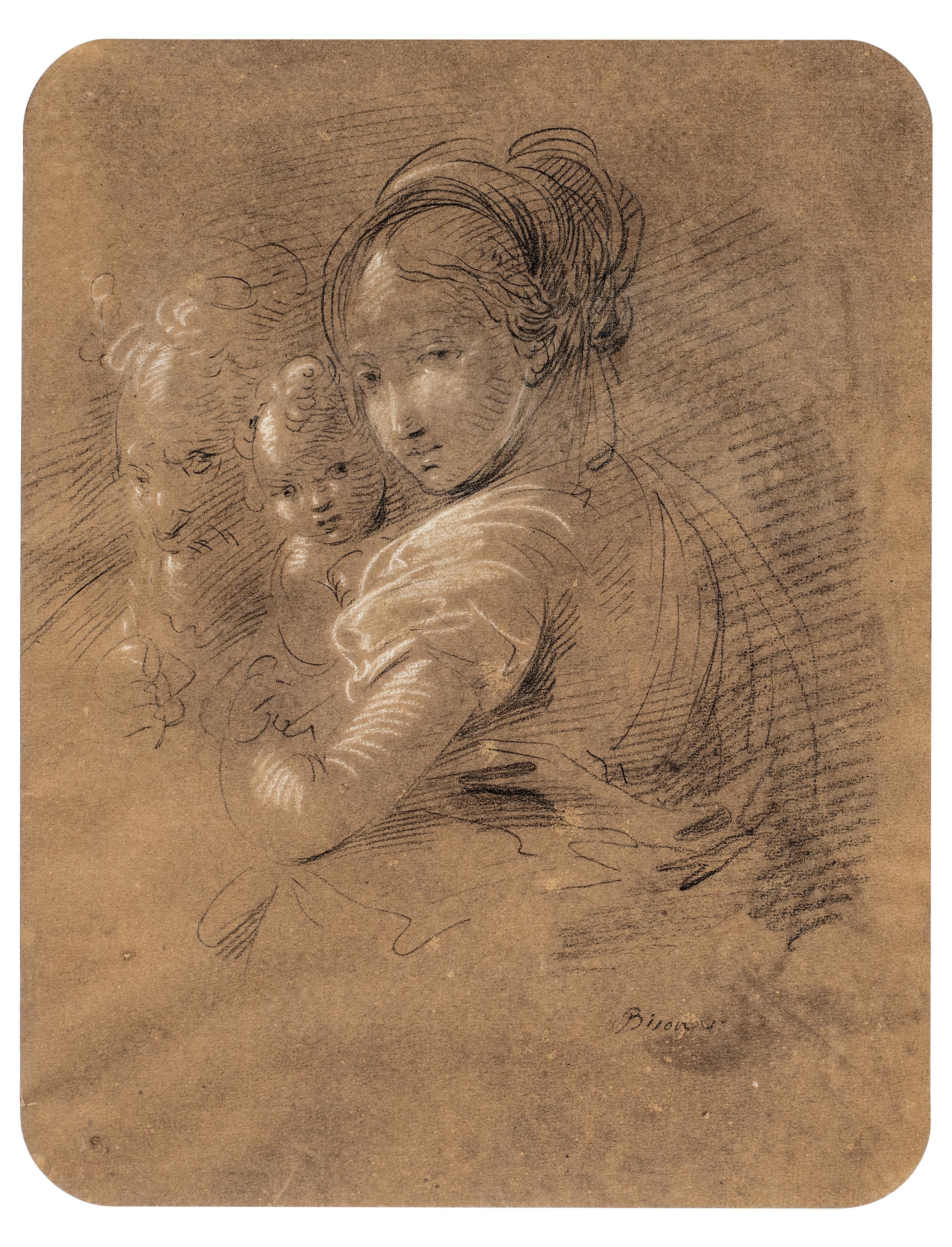 Giuseppe Bernardino Bison (Venezia) - Disegno dell'inizio del XIX secolo - Sacra Famiglia in vendita 1