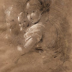 Giuseppe Bernardino Bison (Venice) - Early 19th century drawing - Holy Family