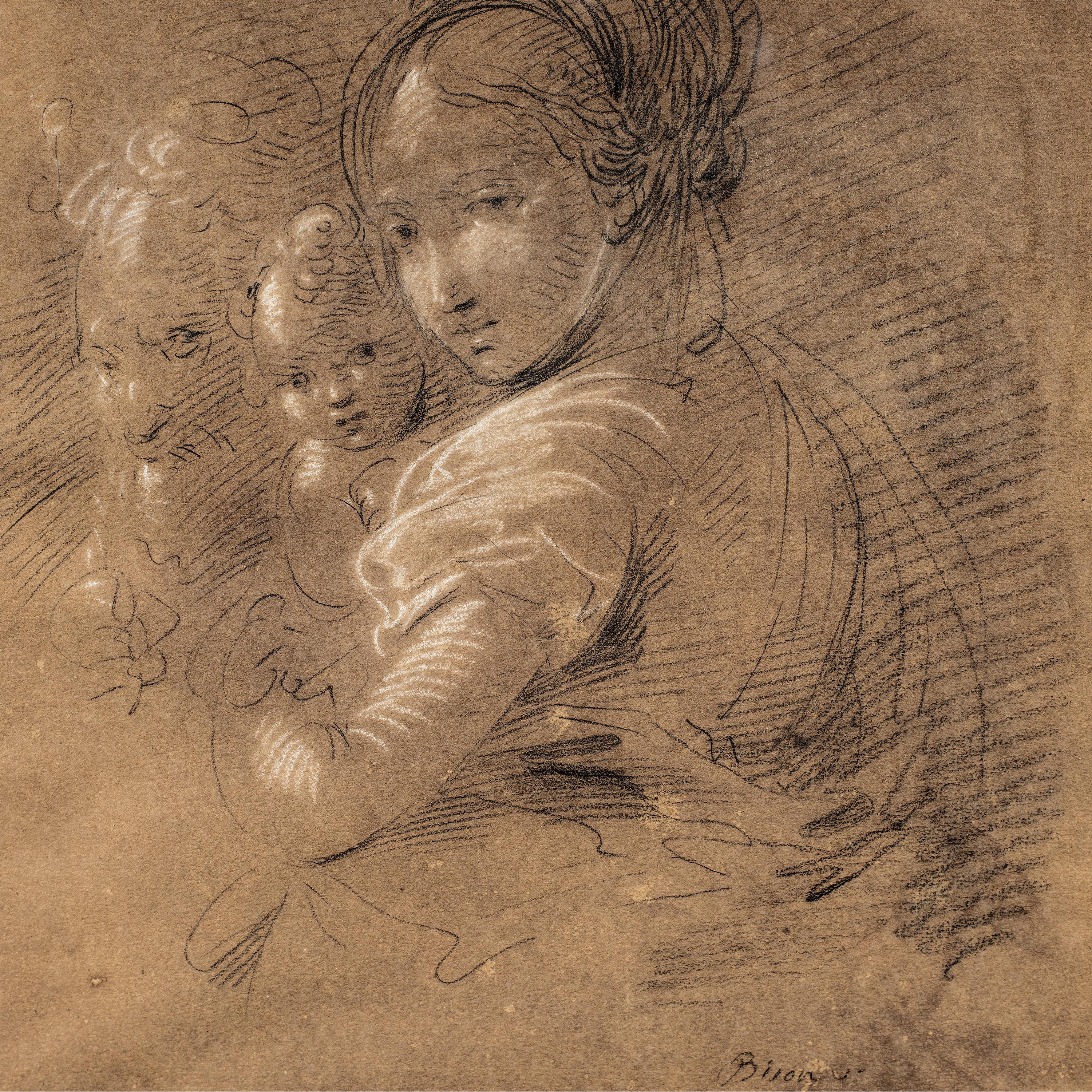 Giuseppe Bernardino Bison (Venezia) - Disegno dell'inizio del XIX secolo - Sacra Famiglia in vendita 2