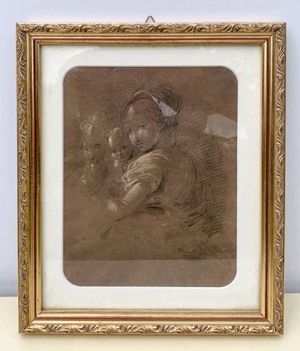 Giuseppe Bernardino Bison (Venice) - Early 19th century drawing - Holy Family For Sale 2