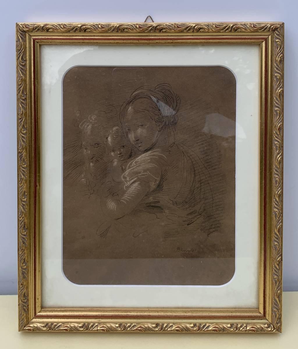 Giuseppe Bernardino Bison (Venezia) - Disegno dell'inizio del XIX secolo - Sacra Famiglia in vendita 3
