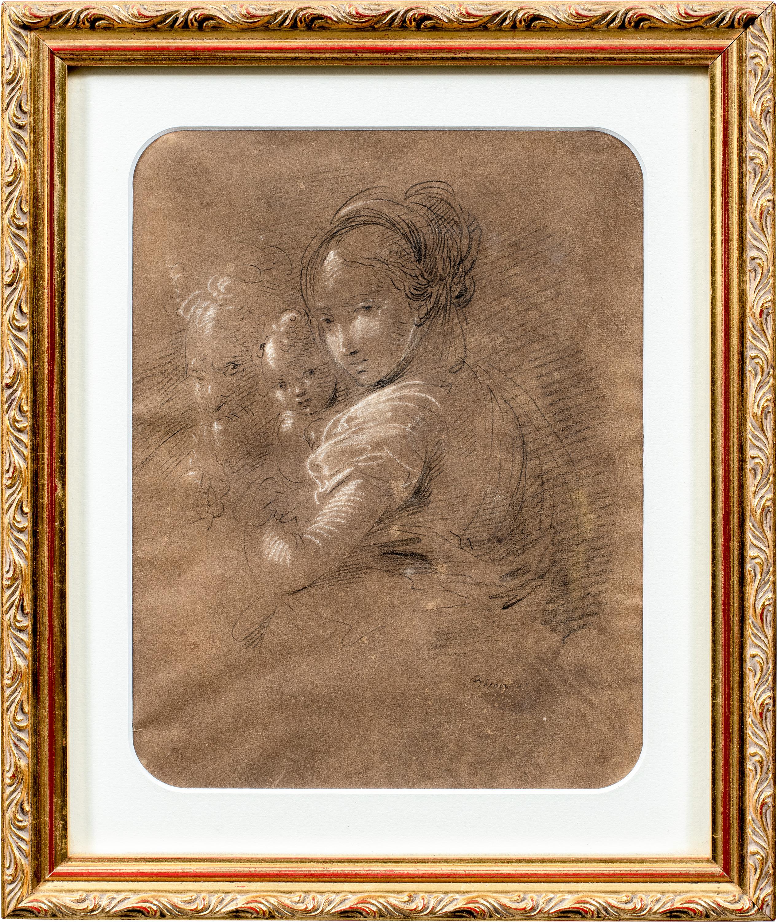 Giuseppe Bernardino Bison (Venice) - Early 19th century drawing - Holy Family