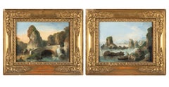 Pair of 18-19th century Venetian Bison paintings - Landscapes - Oil on canvas 
