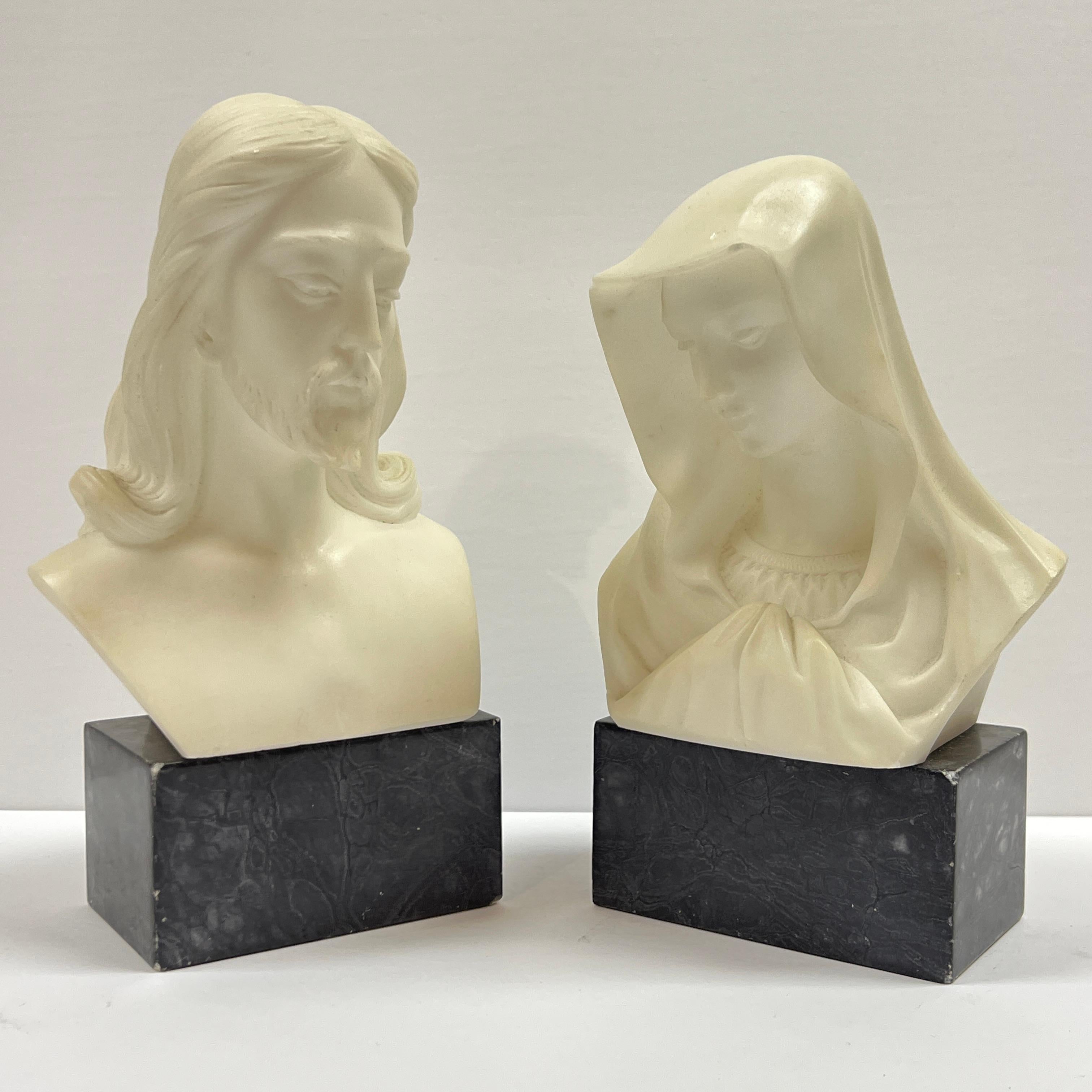 Our pair of marble busts depicting Jesus and Mary were sculpted by the Italian master, Giuseppe Bessi, (1857-1922). Each signed Prof G. Bessi.

Bessi was born in Volterra and studied at the Academy of fine Arts in Florence. He returned to his