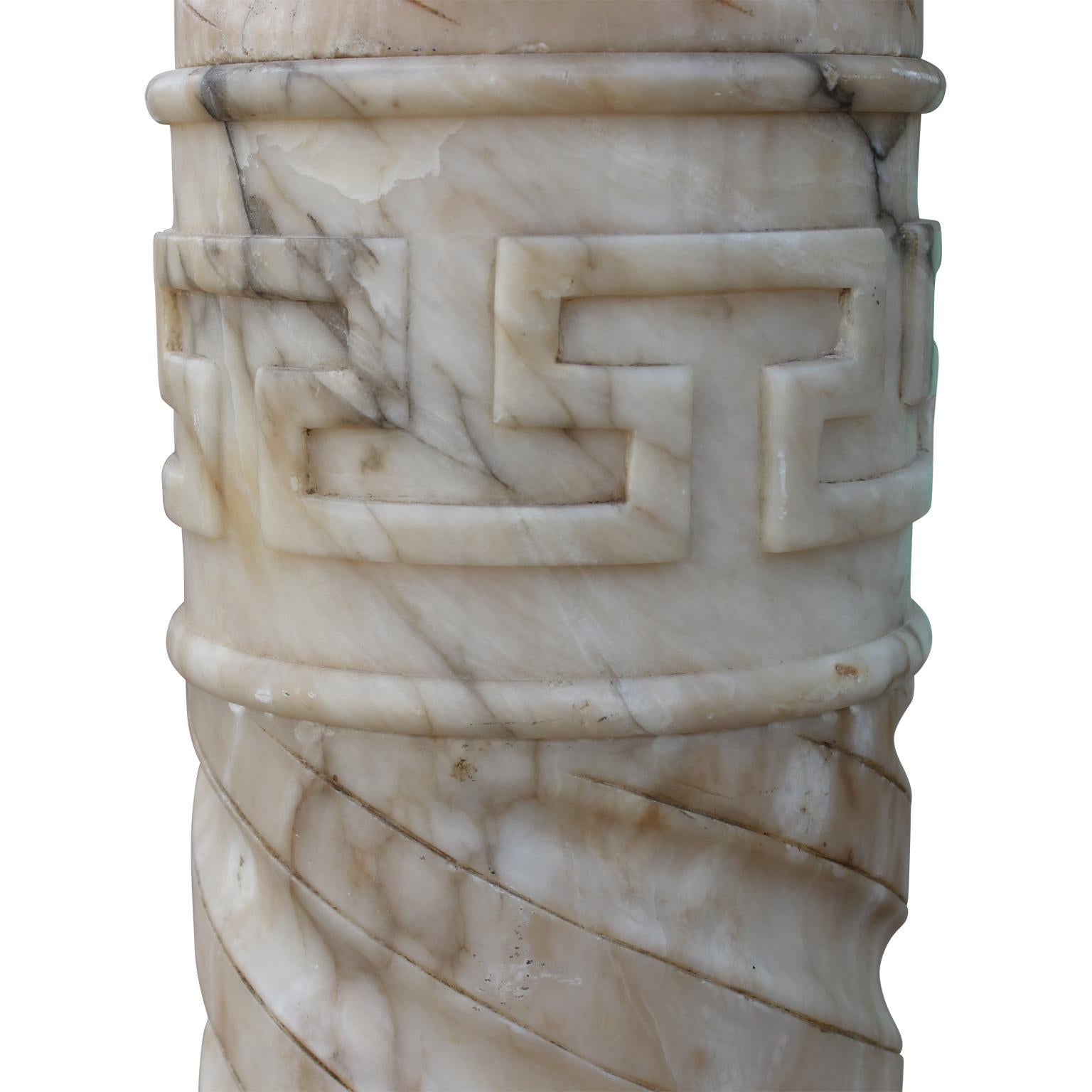 Lovely Alabaster Figure of Woman with Pedestal by Giuseppe Bessi  10