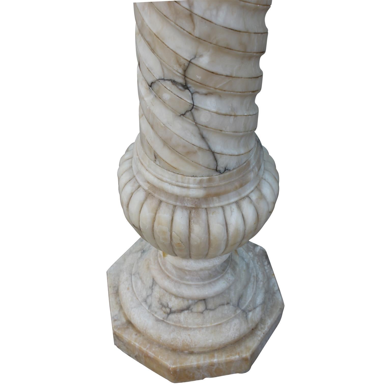 Lovely Alabaster Figure of Woman with Pedestal by Giuseppe Bessi 11