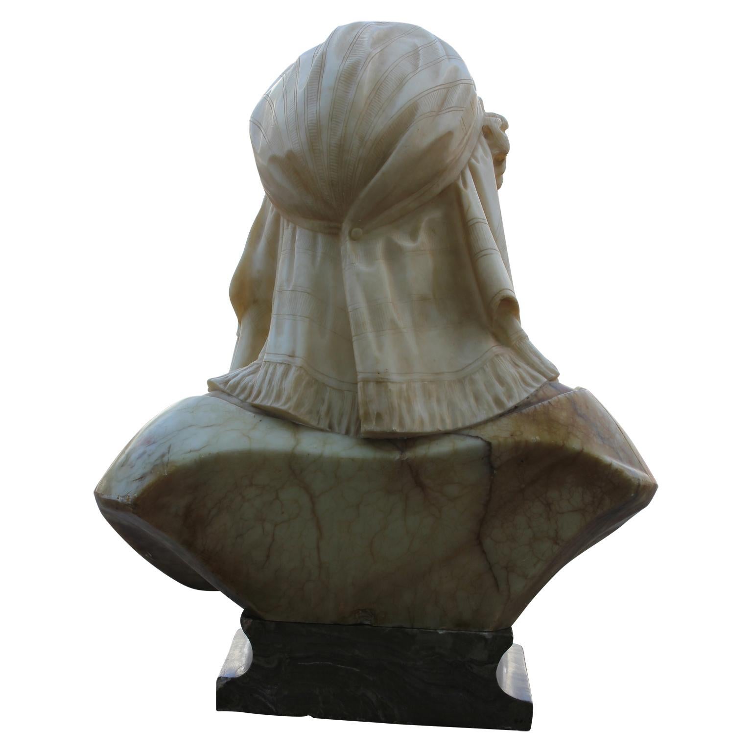 Lovely Alabaster Figure of Woman with Pedestal by Giuseppe Bessi  5