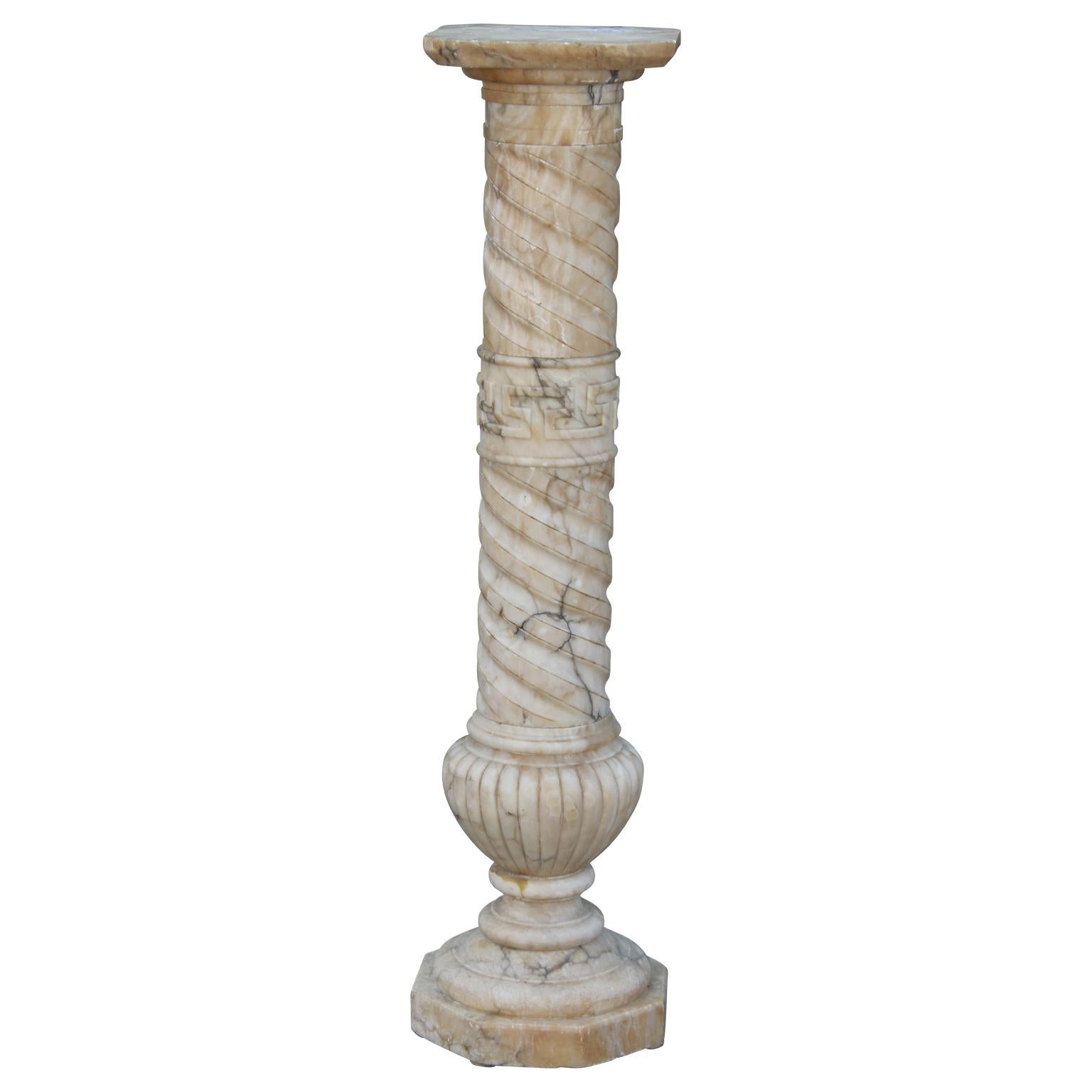 Lovely Alabaster Figure of Woman with Pedestal by Giuseppe Bessi 7