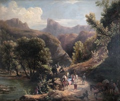 Romantische Landschaft mit Schlachtssszene