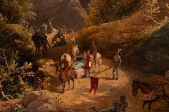 Soldats protégeant la reine, 19e siècle Huile sur panneau de bois