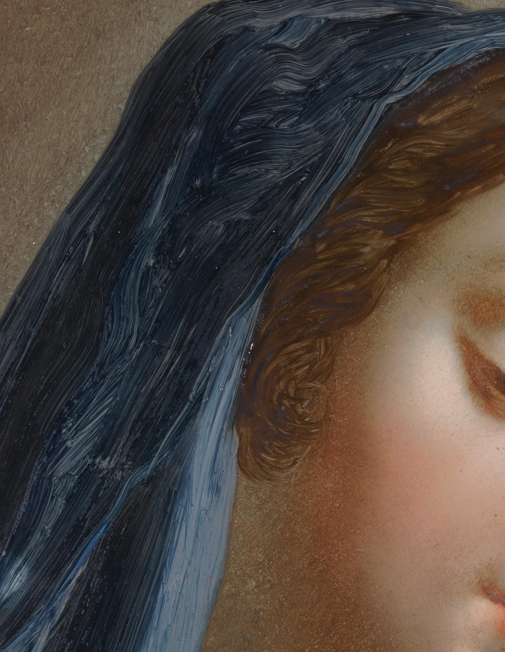 18. Jahrhundert Gebet Madonna Giuseppe Bison Volto di Madonna l auf Glas Blau im Angebot 5