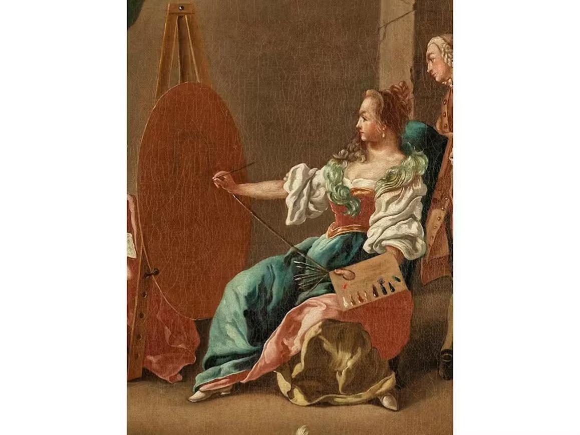 18th Century by Giuseppe Bonito The Painter's Studio or Allegory of Painting For Sale 6