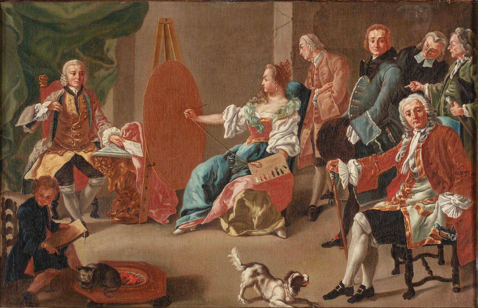 18. Jahrhundert von Giuseppe Bonito Das Atelier des Malers oder die Allegorie der Malerei im Angebot 1
