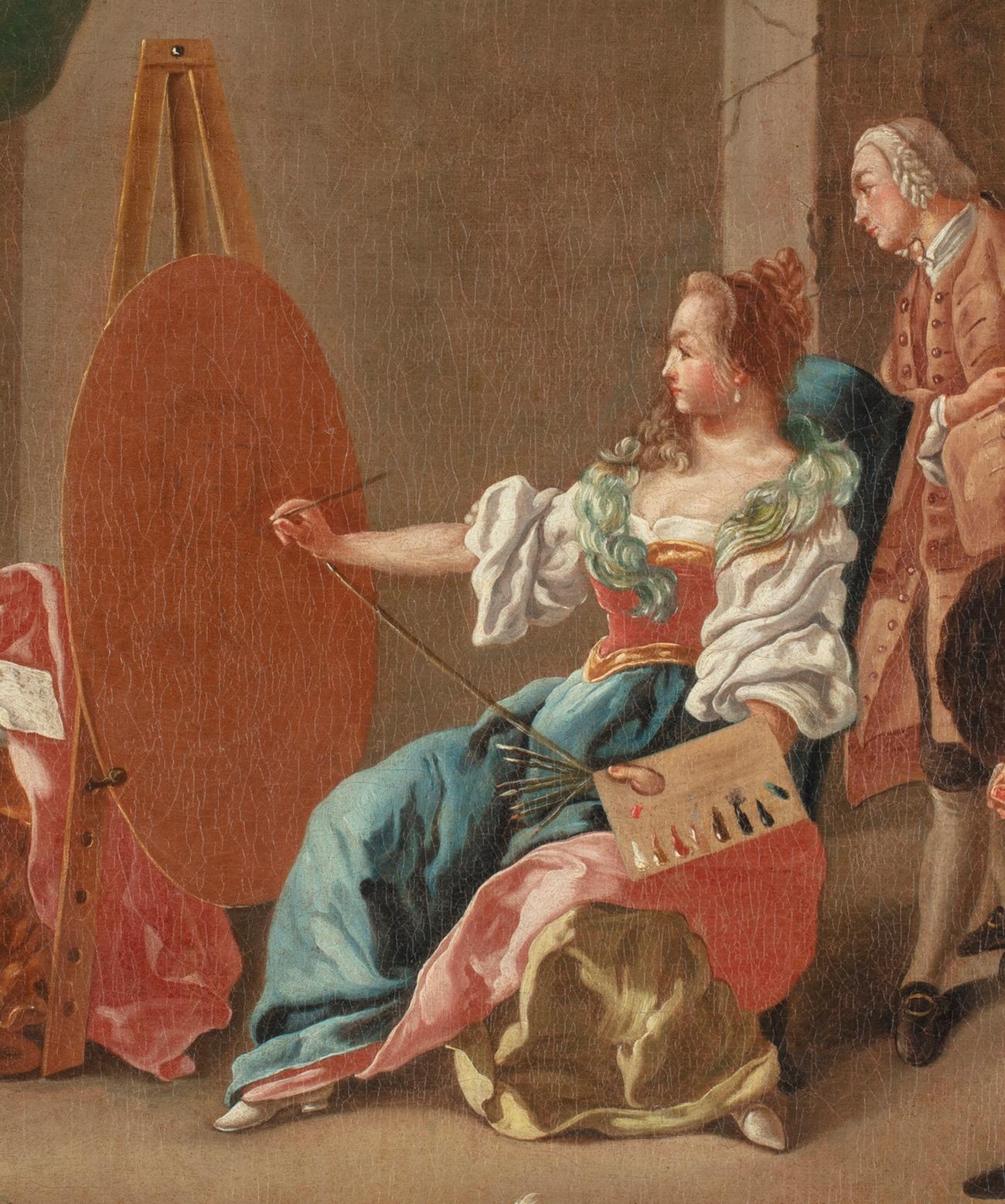 18ème siècle par Giuseppe Bonito L'atelier du peintre ou allégorie de la peinture en vente 1