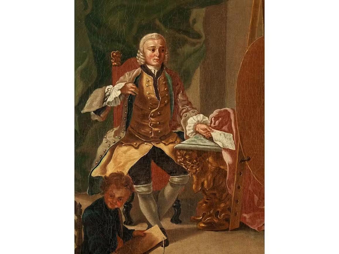 18th Century by Giuseppe Bonito The Painter's Studio or Allegory of Painting For Sale 4