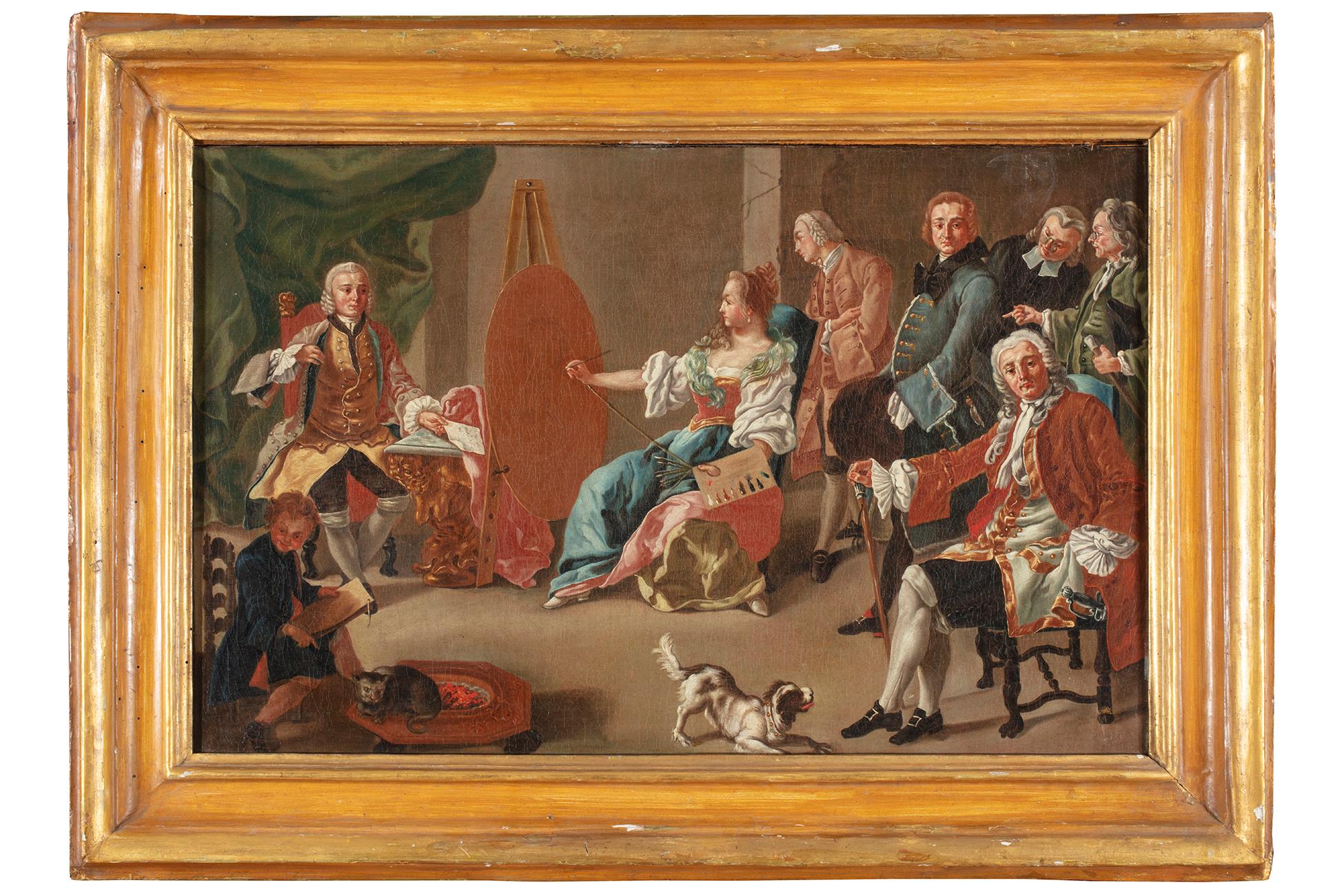 18ème siècle par Giuseppe Bonito L'atelier du peintre ou allégorie de la peinture