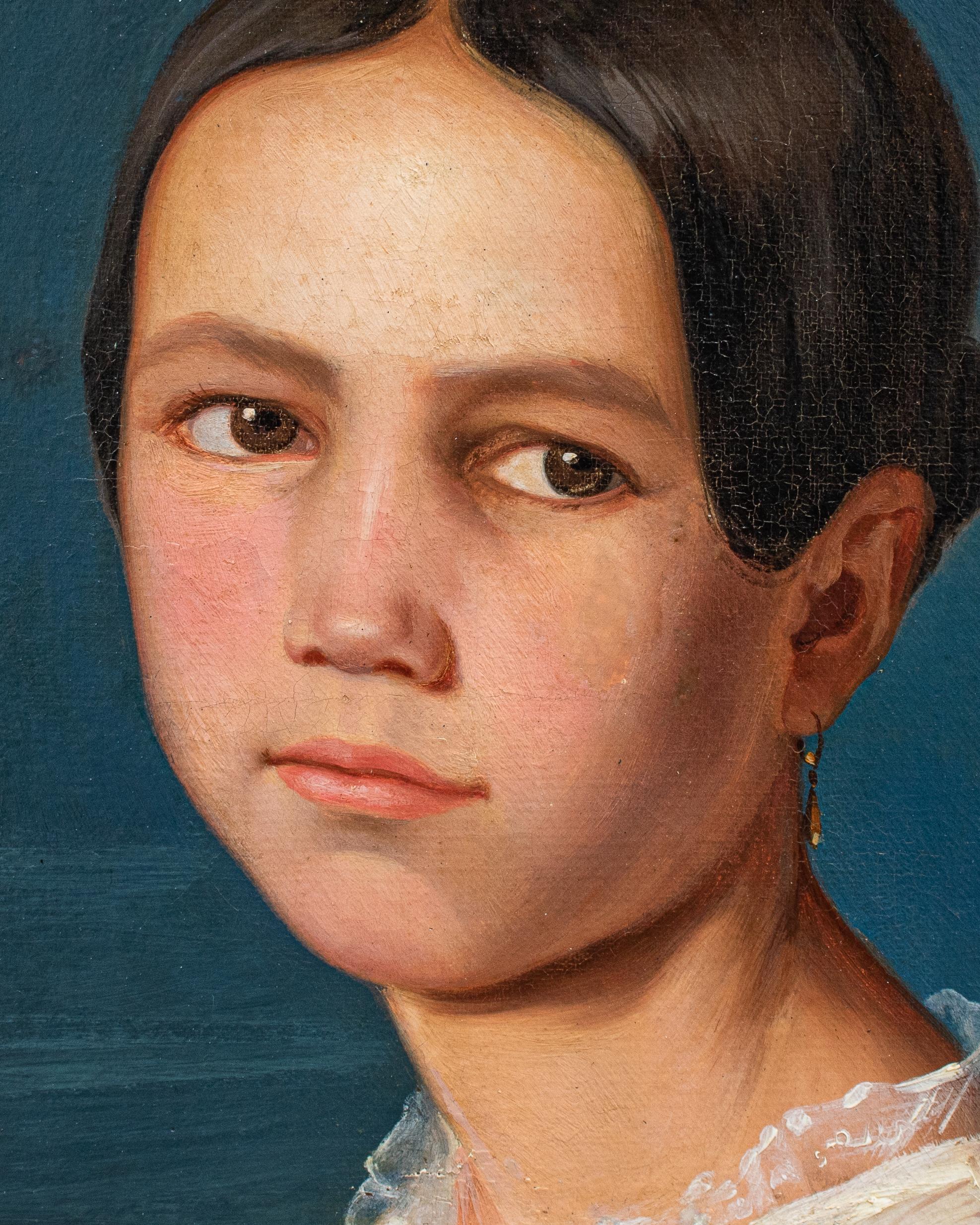 Giuseppe Bossi (Busto Arsizio 1777- Milano 1815),  Ritratto di giovane fanciulla (Brown), Portrait Painting, von Giuseppe BOSSI
