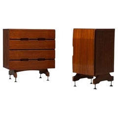 Giuseppe Brusadelli, Italian Mid-Century Modern, Nightstands, Teak, Brass