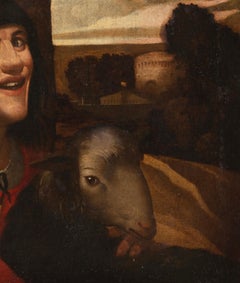 17th Century By Giuseppe Caletti The Court Jester From Dosso Dossi Oil on Canvas