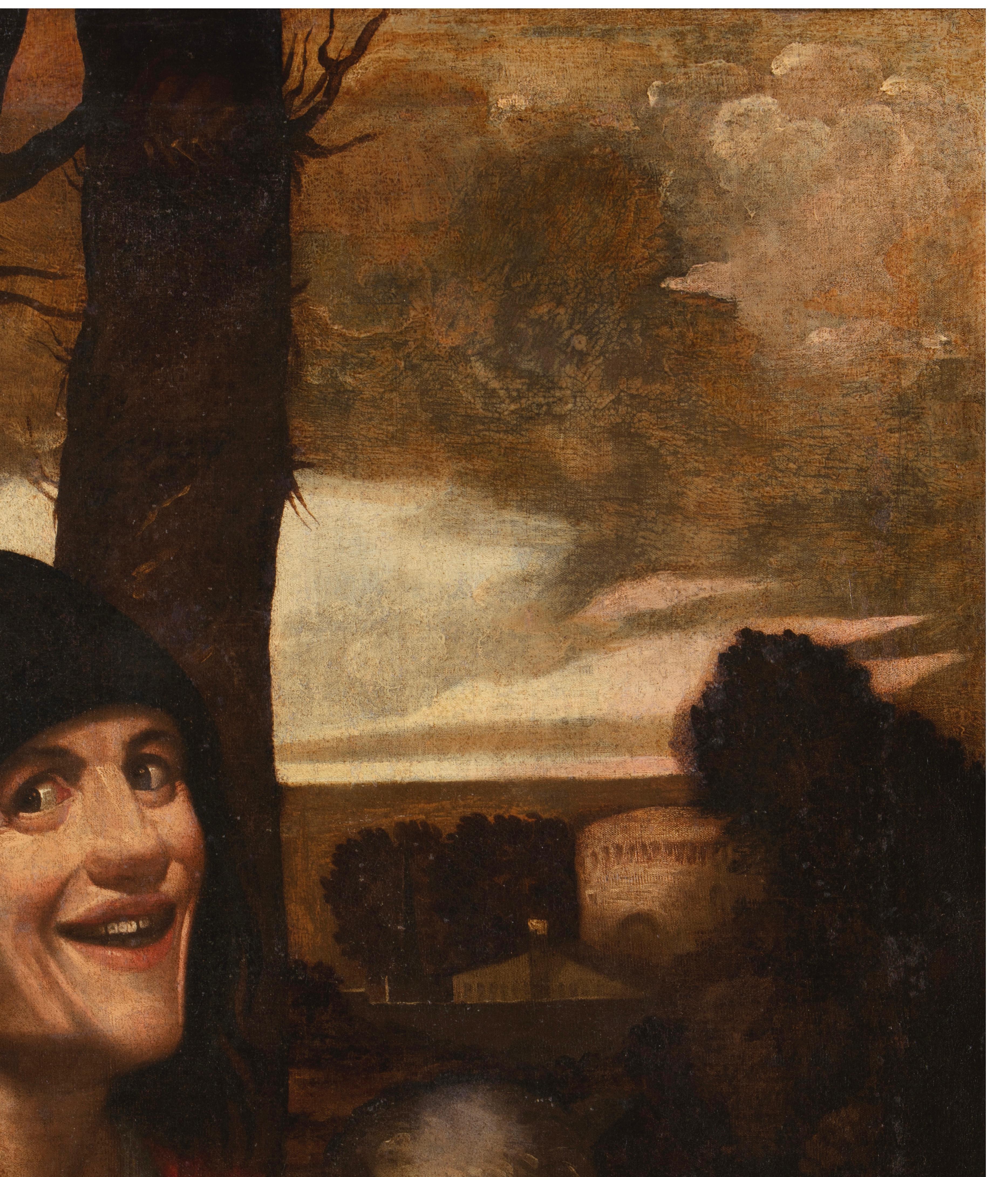 17th Century By Giuseppe Caletti The Buffoon From Dosso Dossi Oil on Canvas For Sale 2
