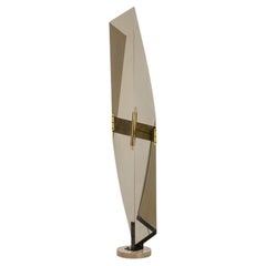 Giuseppe Calonaci, Floor lamp in smoked folded plexiglass. 1970s