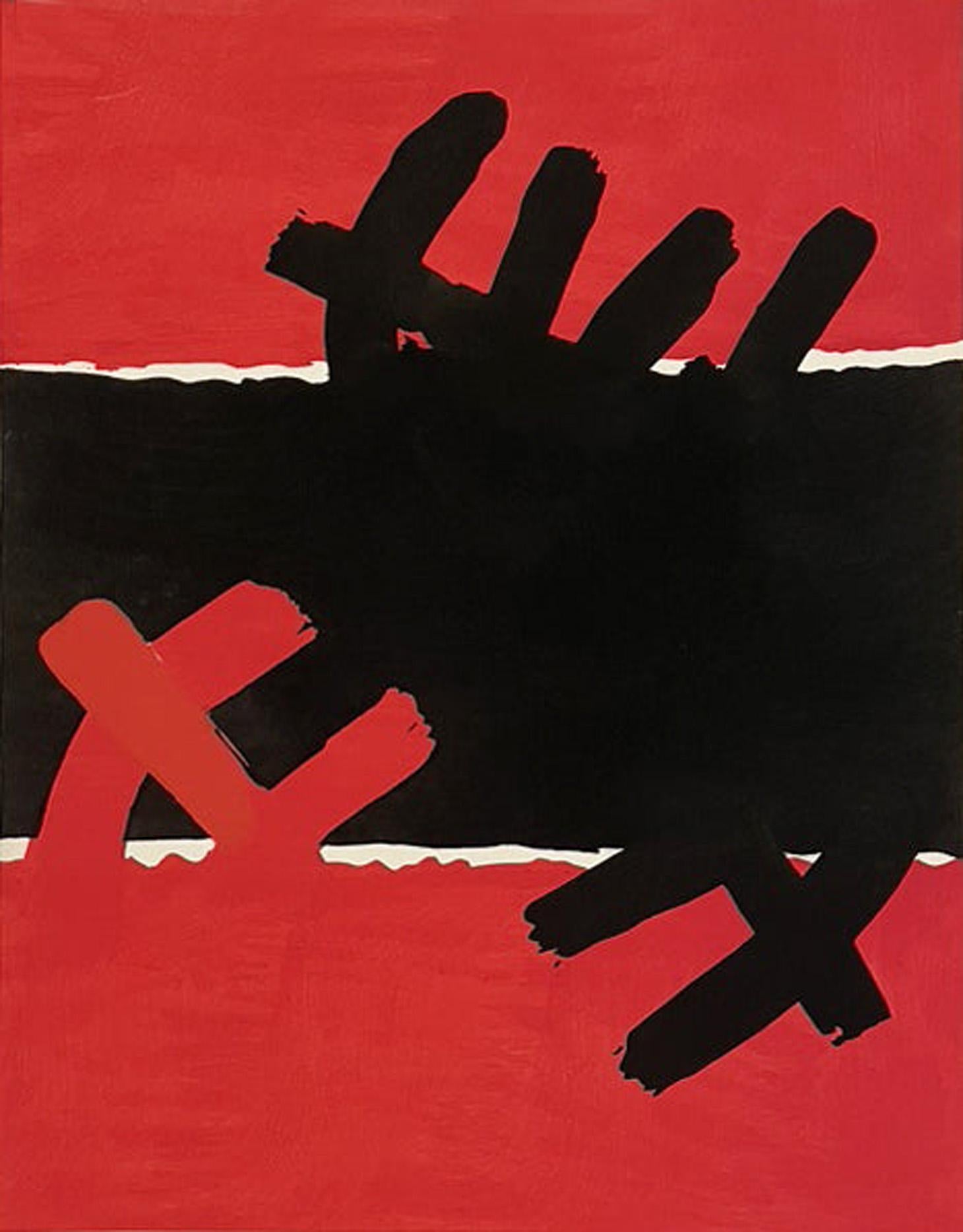 Giuseppe Capogrossi after Abstract Print - Red and Black Surface