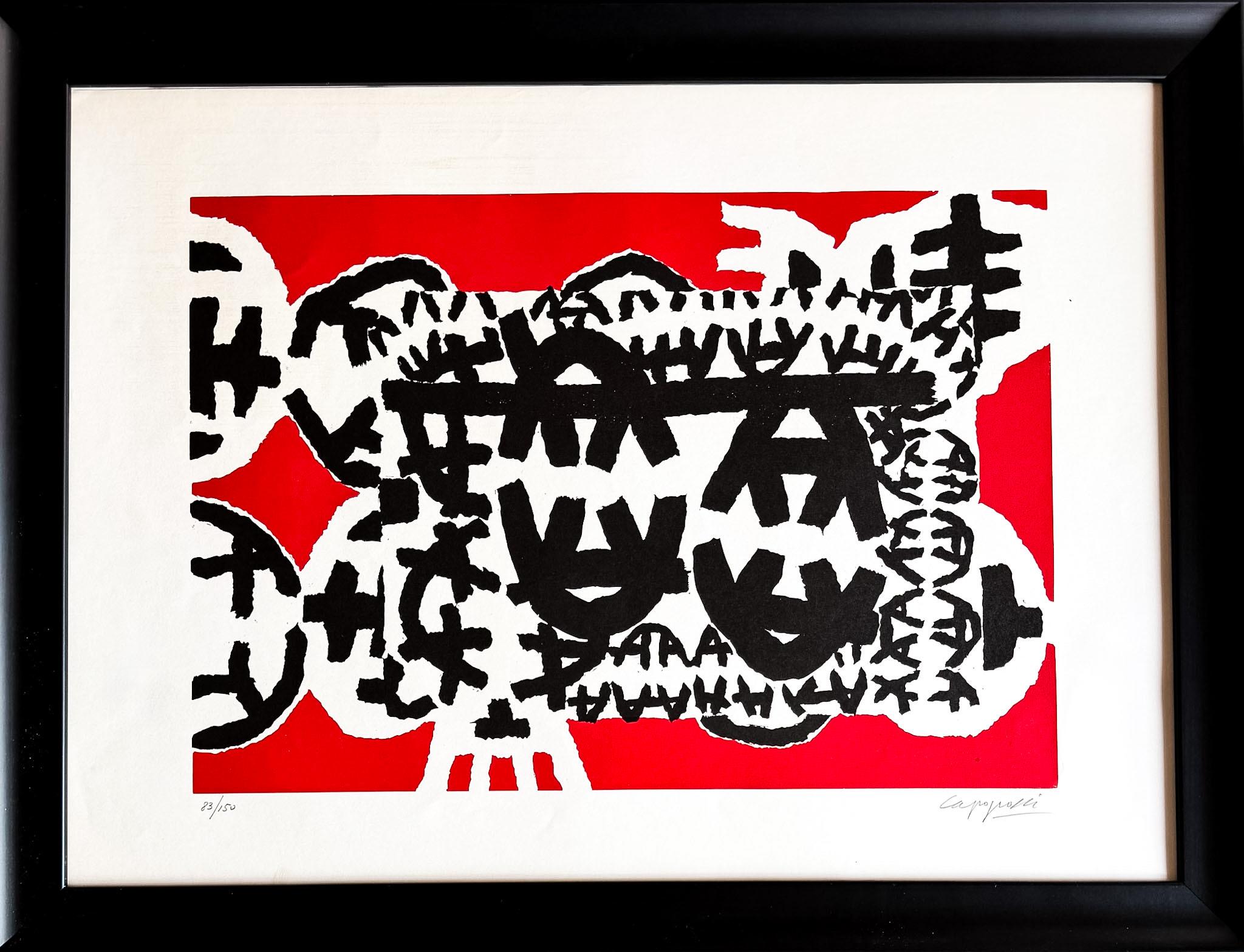 Giuseppe Capogrossi (1900-1972) - Linogravure sur papier - 1958