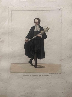 Antique "Aiutante di Camera con la Mazza" - Etching by Giuseppe Capparoni - 1828