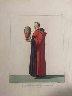 Antique "Bussolante con Triregno Pontificale" - Etching by Giuseppe Capparoni - 1828