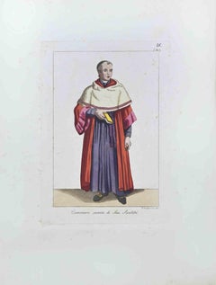 Antique "Cameriere Secreto di Sua Santità" - Etching by Giuseppe Capparoni - 1827