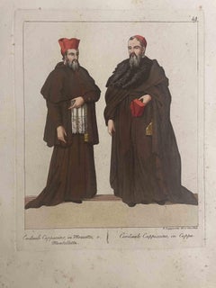 Antique Cardinale Cappuccino in Mozzetta e ... - Etching by Giuseppe Capparoni - 1828