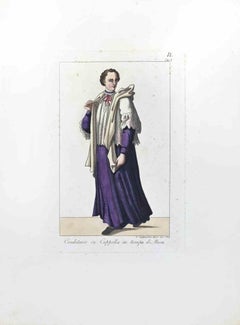 Antique "Caudatario" in the Chapel - Etching by Giuseppe Capparoni - 1827