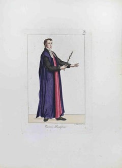 Antique "Cursore Pontificio" - Etching by Giuseppe Capparoni - 1827