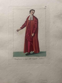 Antique "Paraferniere delle Cappelle Solenni" - Etching by Giuseppe Capparoni - 1827