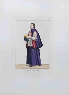 Antique "Prelato di Mantelletta" - Etching by Giuseppe Capparoni - 1828