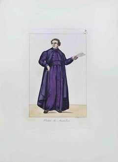 Antique "Prelato di Mantellone" - Etching by Giuseppe Capparoni - 1827