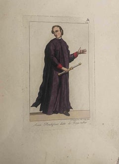 Antique "Servo Pontificio detto de Virga rubea" - Etching by Giuseppe Capparoni - 1827