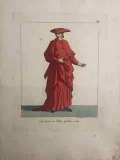 Antique The Cardinal in Civil Dress - Etching by Giuseppe Capparoni - 1829