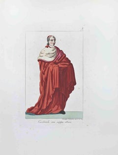 Antique The Cardinal Wearing the Cape - Etching by Giuseppe Capparoni - 1827