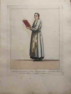Antique The Greek Subdeacon - Etching by Giuseppe Capparoni - 1828