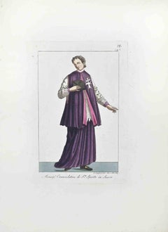 Antique The Monsignor of "Santo Spirito in Sassia"- Etching by Giuseppe Capparoni - 1827